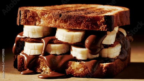 Grilled Banana Sandwich with Melted Chocolate photo