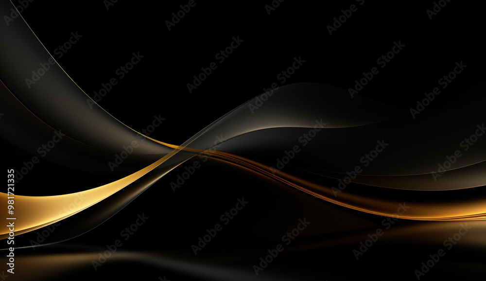 Abstract dark background with golden lines flowing Abstract dark background with golden lines flowing