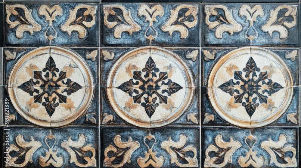 Ceramic tile texture with intricate patterns and a glossy finish Ceramic tile texture with intricate patterns and a glossy finish