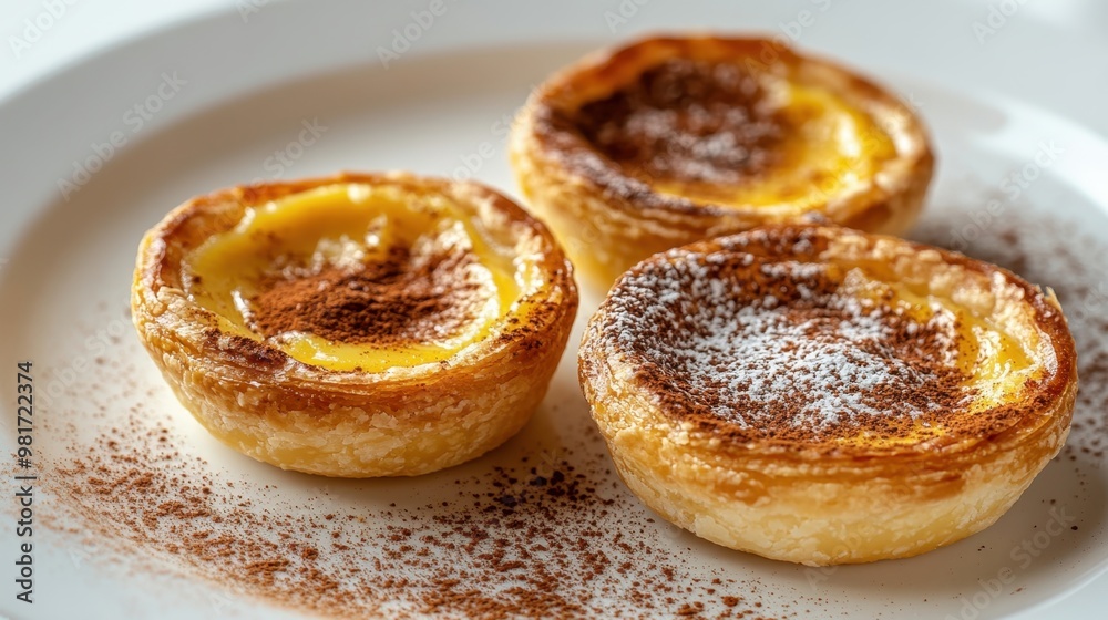 Delicious Custard Tarts on White Plate Delicious Custard Tarts on White Plate