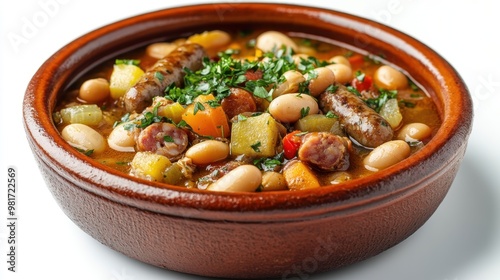 Hearty Vegetable and Sausage Stew in Bowl