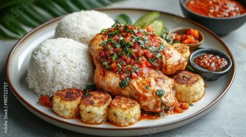 Delicious Grilled Chicken with Rice and Fresh Salsa