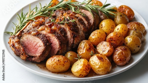 Juicy Roast Meat with Crispy Golden Potatoes