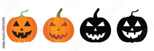 Set of Halloween pumpkin icon collection. Thanksgiving . winter squash symbol. Vector illustration.