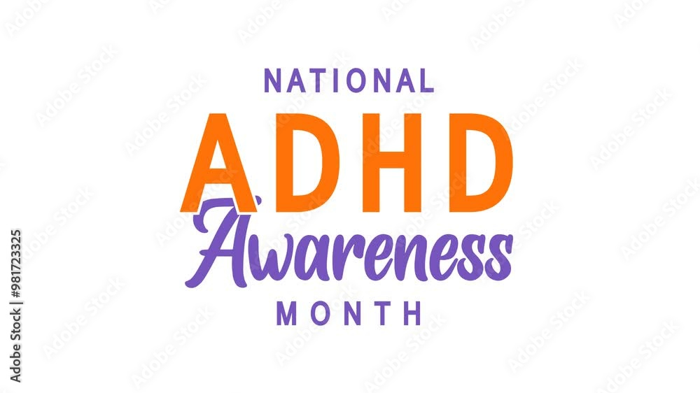 National ADHD Awareness Month Text Animation. Great for National ADHD Awareness Month Celebrations with transparent background, for banner, social media feed wallpaper stories National ADHD Awareness Month Text Animation. Great for National ADHD Awareness Month Celebrations with transparent background, for banner, social media feed wallpaper stories