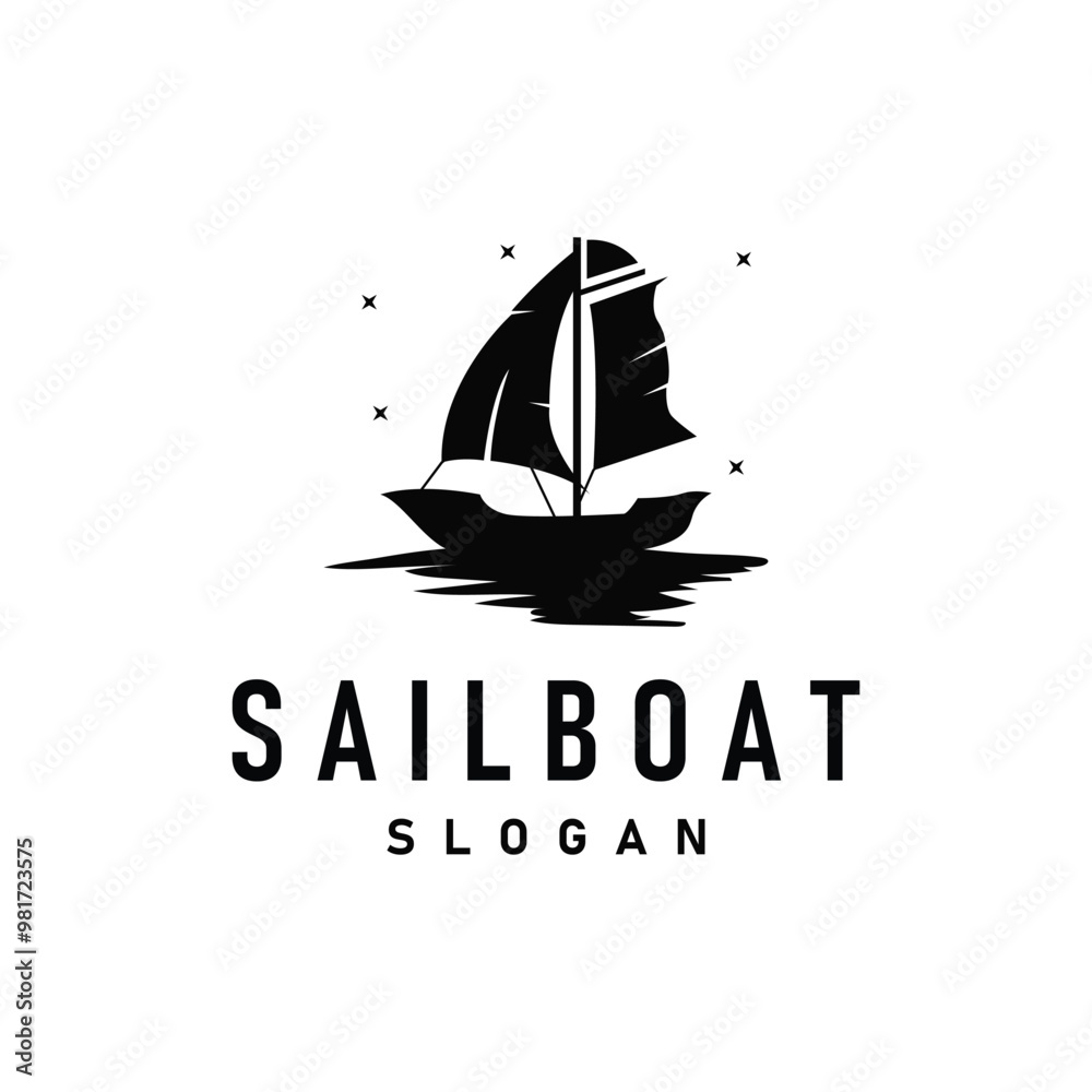 silhouette logo sailboat fishing boat simple flat design minimalist concept illustration template silhouette logo sailboat fishing boat simple flat design minimalist concept illustration template