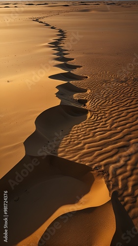 Vast expanses of golden sand, reflecting the sunlight and characterized by its quietness and opennes  photo