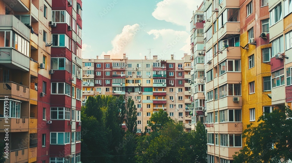 Fototapeta premium Residential Area with Apartment Buildings in the City