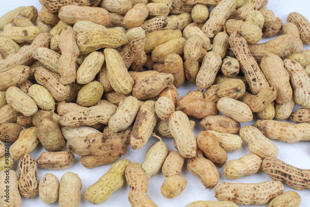 Boil nut on white background. Groundnut or Arachis hypogaea. Favorite snack at social gatherings eat with drink. Boil nut on white background. Groundnut or Arachis hypogaea. Favorite snack at social gatherings eat with drink.