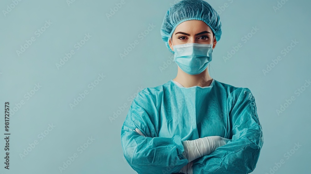 Healthcare professional with medical gear Healthcare professional with medical gear