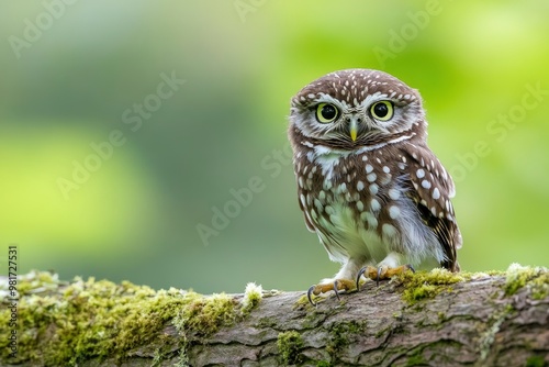 Glaucidium passerinum. It is the smallest owl in Europe. It occurs mainly in northern Europe. But also in Central and Southern Europe. In some mountain areas. Photographed in the Czech Republic, ai