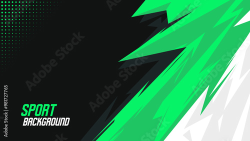 Dynamic sports themed background with geometric shapes and vibrant green. High quality sport background with trendy style, perfect for sports events, poster, banner