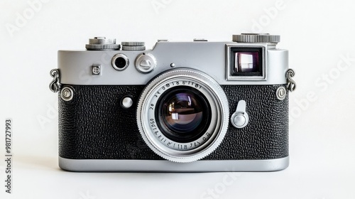 a vintage camera with a white backdrop 