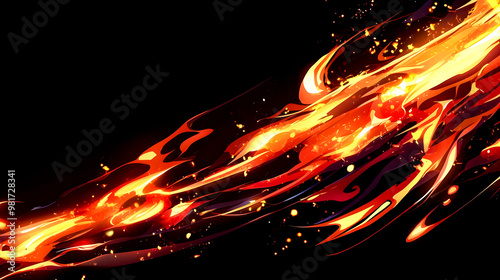 黒背景にオレンジ色の炎のような模様のイラスト背景
