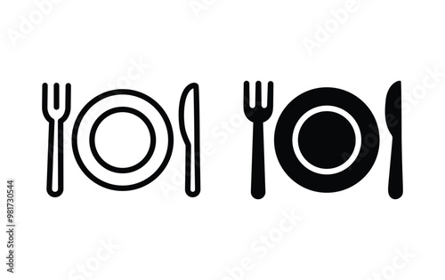 dish, fork, knife icon, Restaurant sign vector