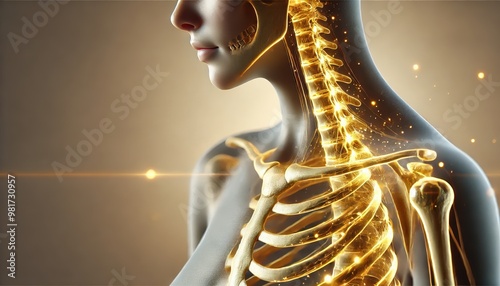 Innovative 3D Visualization of Human Spine and Rib Anatomy Highlighting Bone Strength and Health