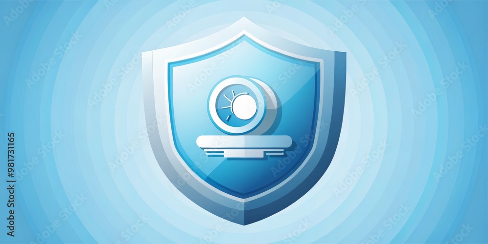 vector graphic of a shield emblem with a stylized ct scanner and a percentage sign incorporated into the design on a light blue gradient backdrop to convey excellence in ct scan accreditation vector graphic of a shield emblem with a stylized ct scanner and a percentage sign incorporated into the design on a light blue gradient backdrop to convey excellence in ct scan accreditation