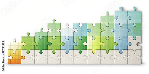 A detailed and intricate illustration of a longitudinal study visualized as an intricate puzzle with each piece representing a different data point or milestone over time  photo