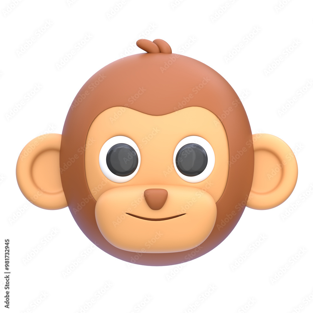 3d icon Monkey, 3d illustration, 3d element, 3d rendering. 3d icon Monkey, 3d illustration, 3d element, 3d rendering.