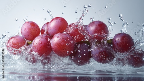 Wallpaper Mural A Bunch of Red Grapes Splashing in Water Torontodigital.ca