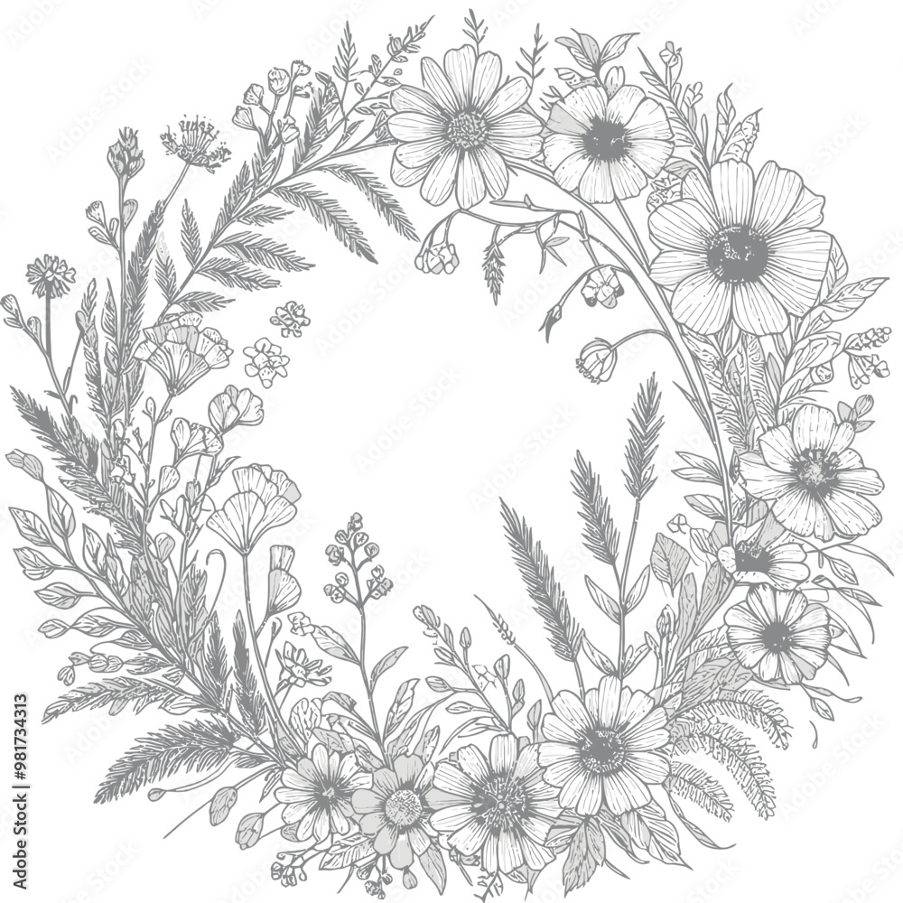 Flower Frame Coloring Book Pages 