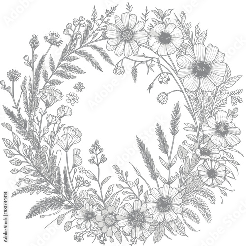Wallpaper Mural Flower Frame Coloring Book Pages  Torontodigital.ca