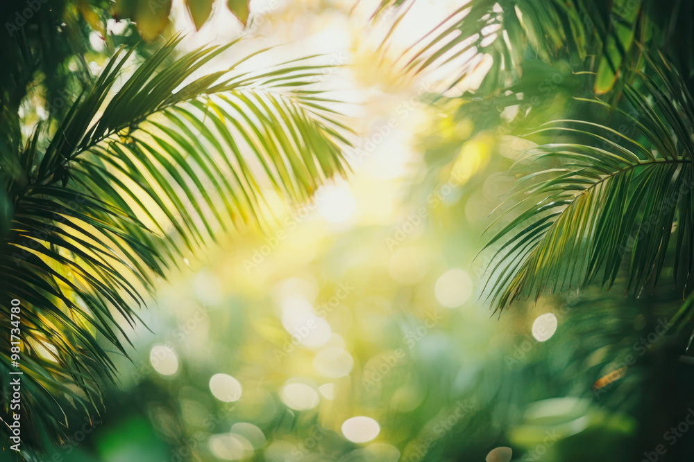 Blur background of dense tropical jungle with palm trees. Blur background of dense tropical jungle with palm trees.