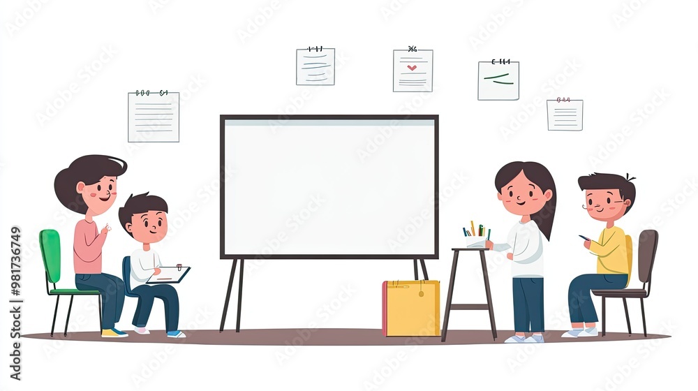 Teacher giving a lesson with a whiteboard Teacher giving a lesson with a whiteboard