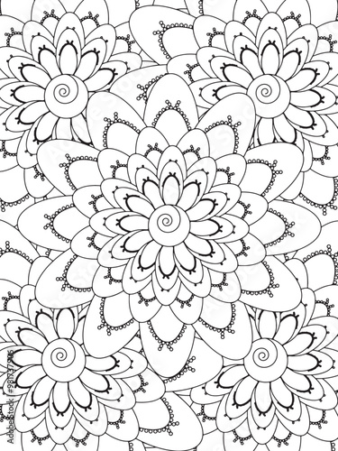 All these designs are hand-drawn and unique Flower Beautiful black and white illustration for adult coloring book, This is a printable Beautiful Zentangle Coloring page for KDP Interior, POD products