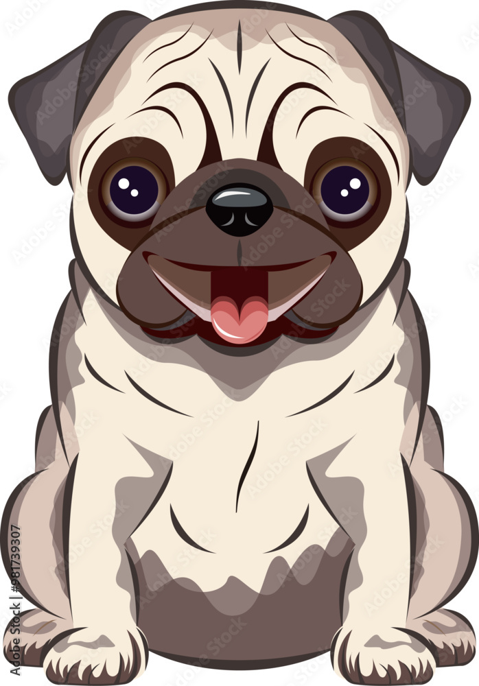 Fototapeta premium Pug Illustration 犬｜パグ｜イラスト