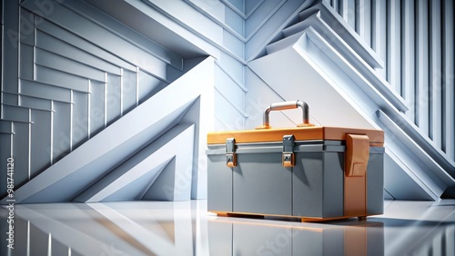 A sleek, modern toolbox resting on a minimalist white backdrop, surrounded by clean lines and geometric shapes, conveying a sense of sophistication and forward-thinking preparedness  photo