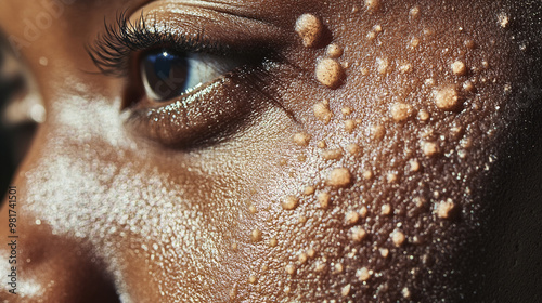 Macro Image of Skin Lesions on African American Patient Affected by Monkeypox Virus photo