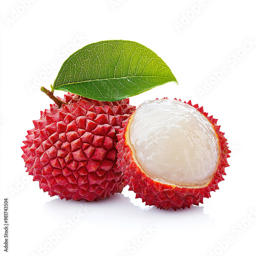 peeled lychee on a white background