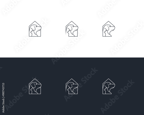 Dog and cat logo design template vector, line of pet logo design suitable for pet shop, store, caffe, business, hotel, veterinary clinic, Domestic animal vector illustration logotype, sign and symbol.
