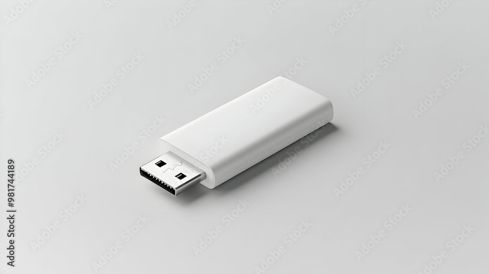 A sleek white USB flash drive on a light background, perfect for storage and data transfer needs in modern tech. A sleek white USB flash drive on a light background, perfect for storage and data transfer needs in modern tech.