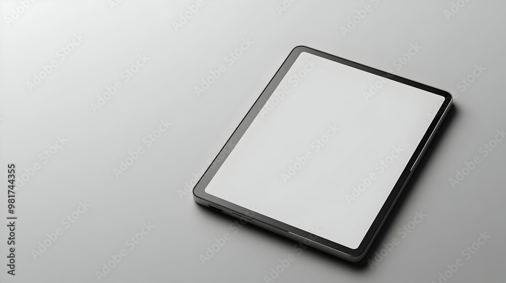 Minimalistic tablet on a smooth surface, perfect for showcasing digital content or design concepts in modern media. Minimalistic tablet on a smooth surface, perfect for showcasing digital content or design concepts in modern media.