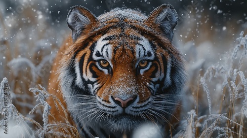 Photorealistic Siberian Tiger in the Snowy Mountains – Cinematic Wildlife Photography