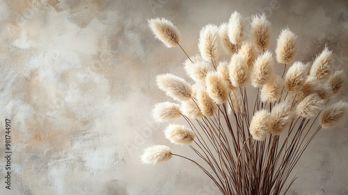 Natural Dried Bunny Tail Flowers in a Minimalist Arrangement