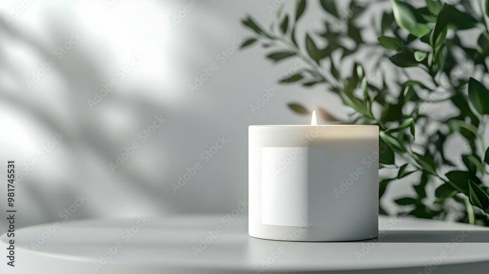 A peaceful candle atop a minimal table, surrounded by natural greenery, creating a serene atmosphere for relaxation. A peaceful candle atop a minimal table, surrounded by natural greenery, creating a serene atmosphere for relaxation.
