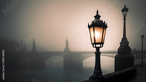 Victorian Lamp by Misty River in Edinburgh