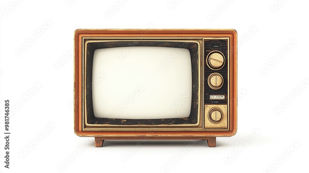 Retro 90s Television with Blank Screen Retro 90s Television with Blank Screen