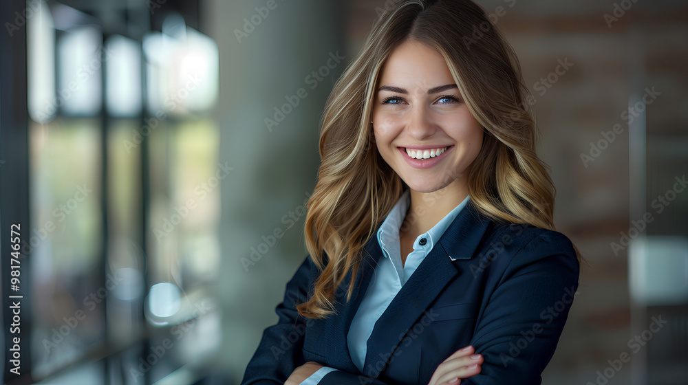 A professional portrait of a smiling businesswoman in a business suit A professional portrait of a smiling businesswoman in a business suit