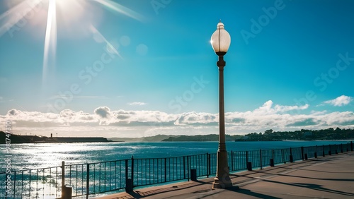 Coastal Street Lamp in Sydney at Daybreak