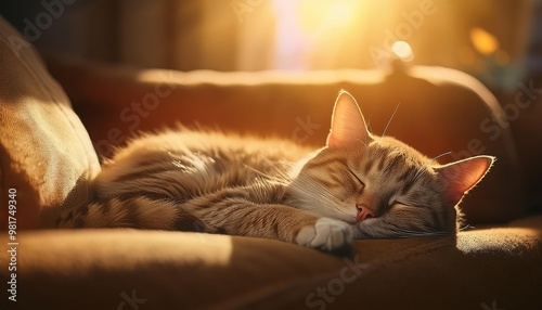 A cat naps peacefully in a sunbeam photo