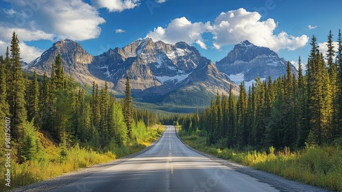 Scenic Mountain Road Through a Forest in Canada