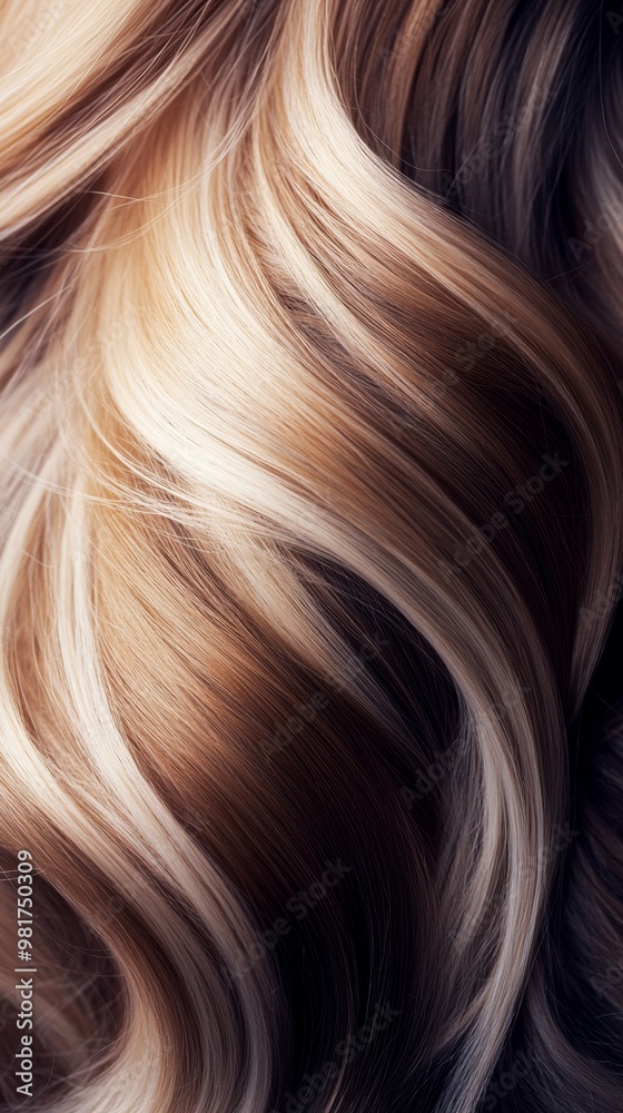 Naklejka premium Blonde and brunette wavy hair close-up
