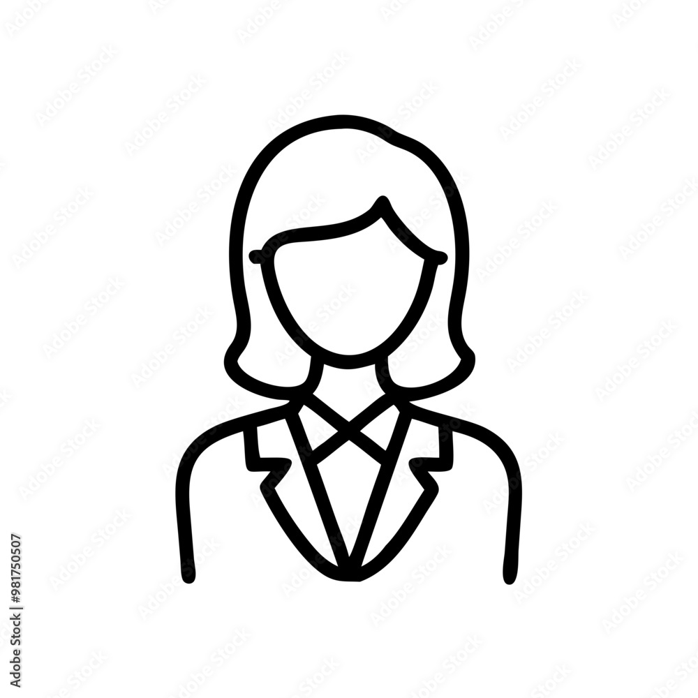 Female professional icon in line art style, business and corporate symbol, businesswoman Female professional icon in line art style, business and corporate symbol, businesswoman
