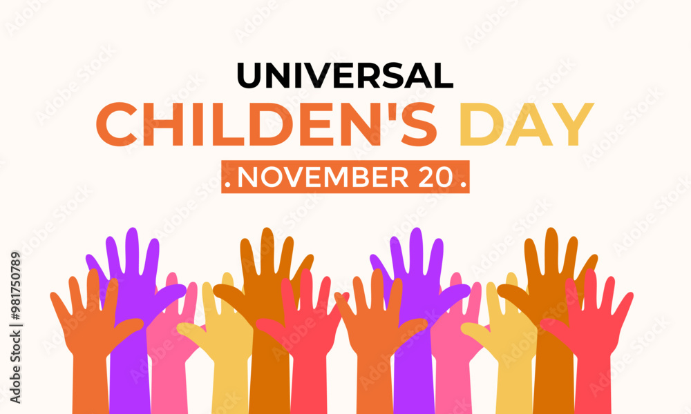 Happy Children's Day. Universal Children's Day. 20th November. Banner poster, flyer and background design template. Vector illustration