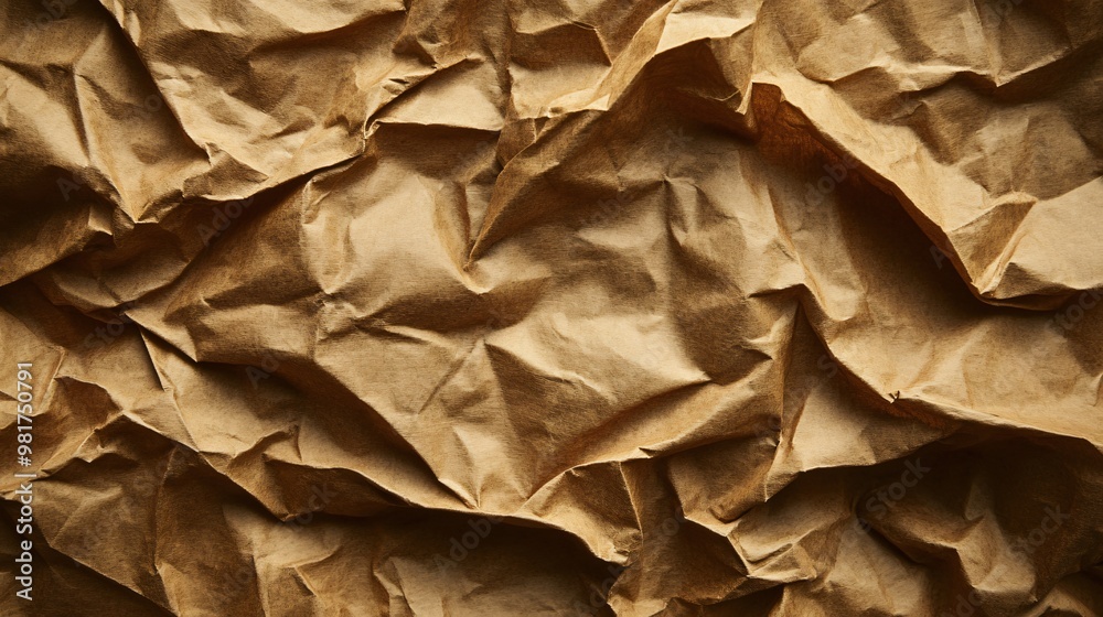 Close up of a crumpled brown paper texture. Close up of a crumpled brown paper texture.