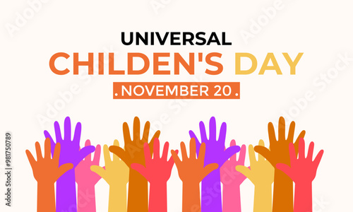 Happy Children's Day. Universal Children's Day. 20th November. Banner poster, flyer and background design template. Vector illustration